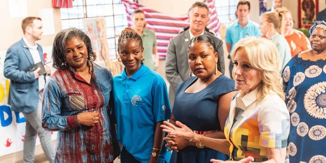 Former U.S. First Lady Jill Biden engages adolescent girls and young women supported through DREAMS in Namibia